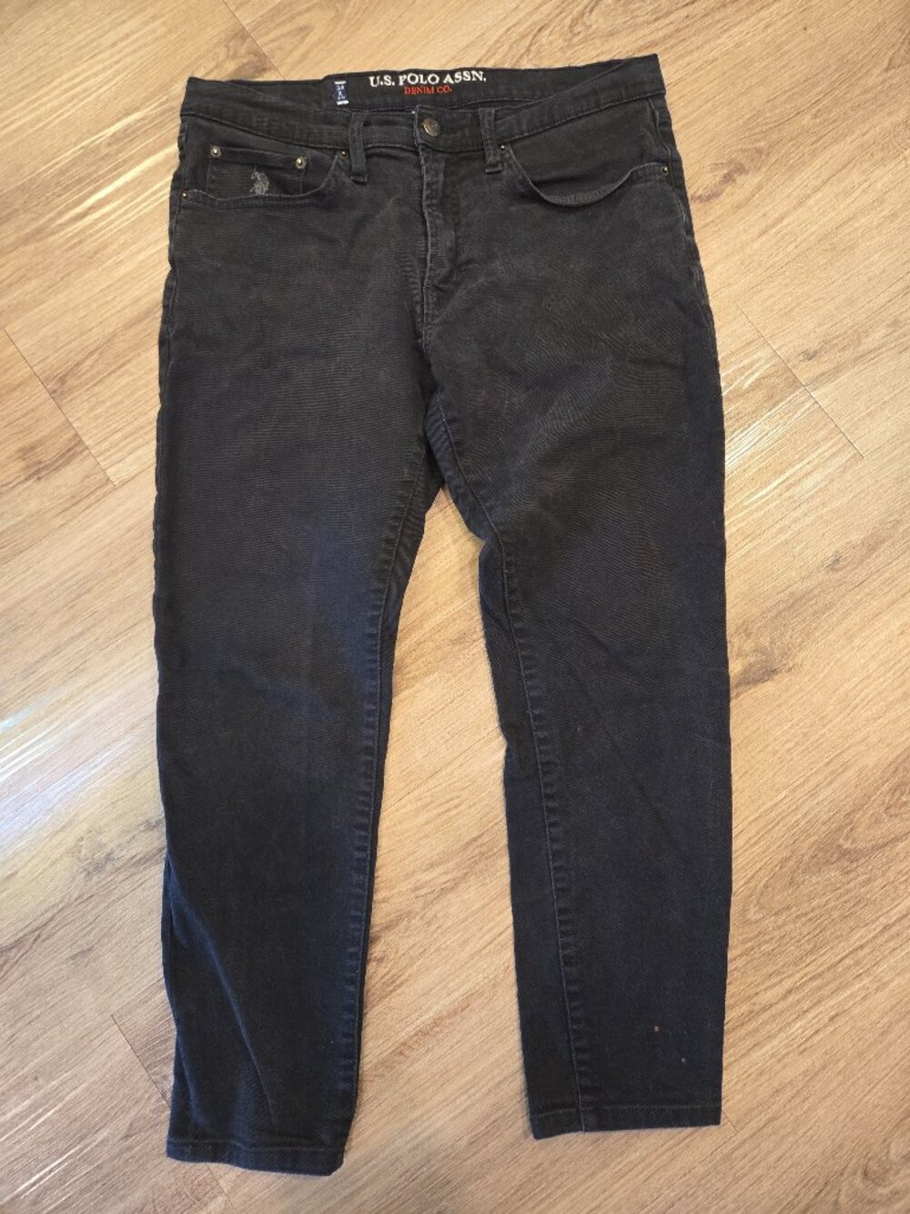 U.S. Polo Assn. Men's Black Denim Slim Fit Stretch Jeans 34x30